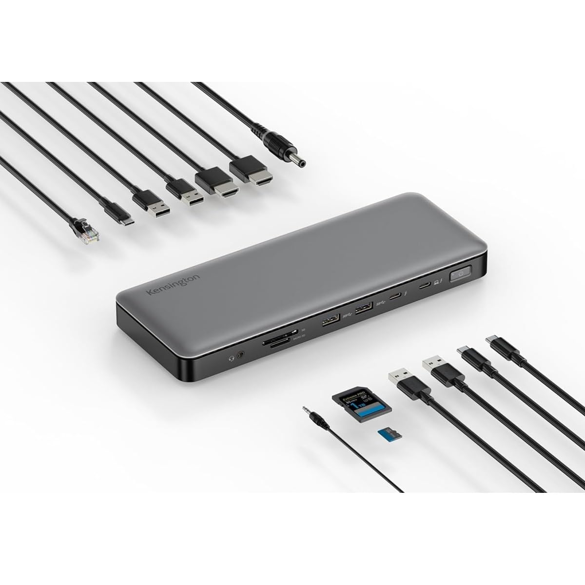 Kensington AD2010T4 Thunderbolt 4 Dockingstation, Dual Monitor 8K/4K, Micro SD Kartenleser, 96W Ausgangsleistung, 2 x HDMI, Ethernet, USB-C 3.2 & 4 x USB-A Ports (K34111EU)