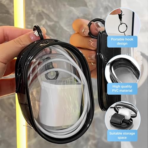 Image of VATTU PVC Transparent Storage Bag for Cable, Chargers, Earphones - Portable Travel Organizer with Quick Release Buckle, Waterproof Small Bag