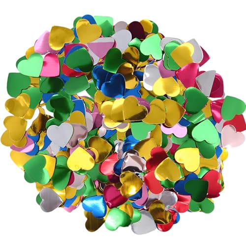 XIKSXITN Metallic Rainbow Heart Confetti (0.59 Inch) - 2.12 oz Foil Heart Decorations for Wedding Birthday Party Decor & Table Accents