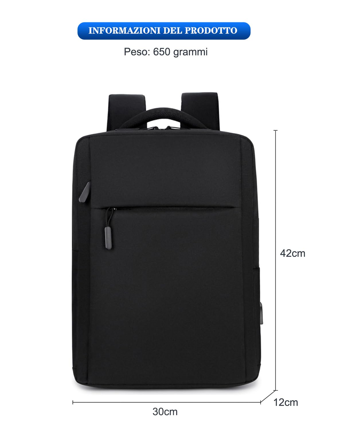 Zaino Porta PC Borsa per PC Portatile Custodia Computer Notebook Laptop con Attacco USB Scuola Lavoro Viaggio