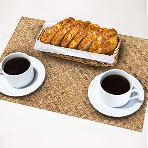 Geyee OF-GEYEE-1810 100 Pcs Rattan Paper Placemats 11.8 X 15.7 Inch Disposable Wicker Printed Paper Place Mats Farmhouse Disposable Wicker Chargers thumb #4