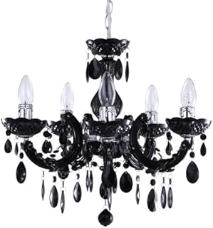 LITECRAFT 5 Light Dual Mount Chandelier Marie Therese Ceiling Light (Black)