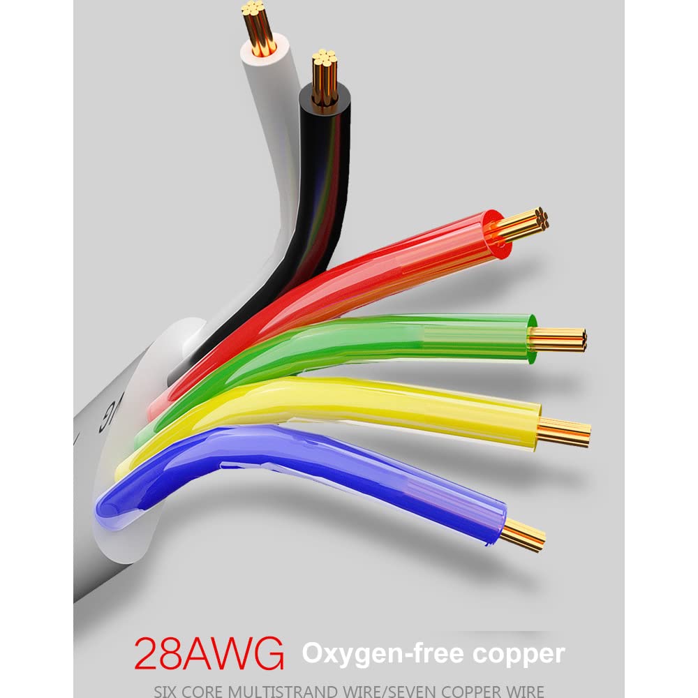 100M(328ft) Pure Copper Multi-Strand Telephone Line RJ11 Communication 6-Core Indoor Connecting Cable Flat Line, Black