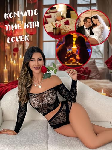 Buitifo Womens Lingerie Set Fishnet BabyDoll Bodysuit Two Piece Nightwear4