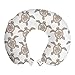 ABAKUHAUS Tortuga Cojín de Viaje para Soporte de Cuello, A lo Largo de Animales Dibujos Florales, Cómoda y Práctica Funda Removible Lavable, 30x30 cm, Palisandro Oscuro y Negro