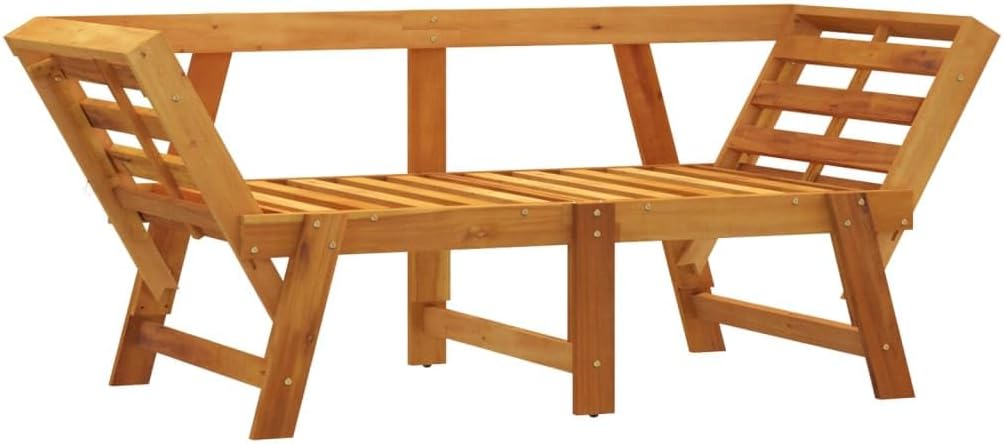 Garden Bench Cream White Solid Acacia Wood 2-in-1 Adjustable,The Ultimate Garden Bench with Convertible Design for Rustic Decor and Outdoor Gatherings Patio Furniture