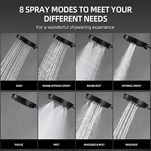 Cobbe Handheld Shower Head With Filter, High Pressure 8 Functions Showerhead With Hose, Bracket And Water Softener Filters Beads For Hard Water Remove Chlorine And Harmful Substance, Matte Black #TOP2