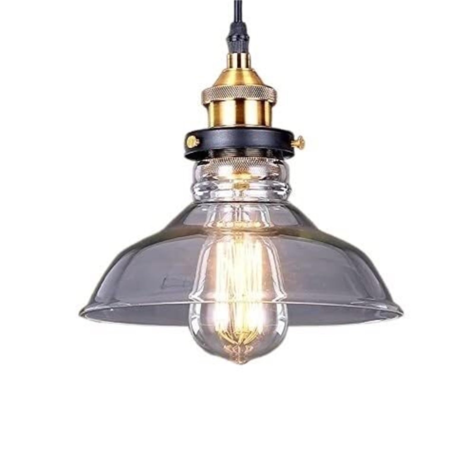 HUAYUSEDF Industrial Clear Glass Pendant Lamp Chandelier Hanging Lighting Ceiling Fixture E27 for Loft Kitchen Bar
