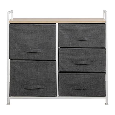 DlandHome chest of drawers Storage Drawer Units, 5-Drawer-B Clothing Organizer Unit for Closet, Bedroom, Entryway Non-Woven Fabric, Grey Cover
