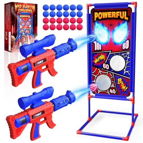 Jeu de Tir Enfant avec 2 Pistolet à Air avec Visée|4 Cibles à Points|24 Balles Mousse, Jeux Exterieur Enfant Jouet Garcon 3-12 Ans Cadeau Enfant 4 5 6 7 8 9...