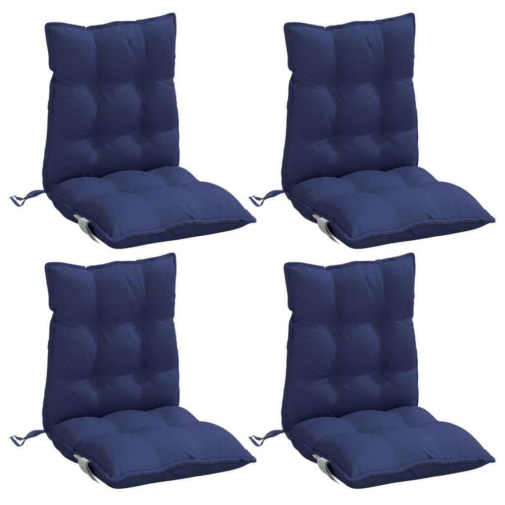 Cojines de respaldo bajo, 4 unidades, azul marino, tela Oxford