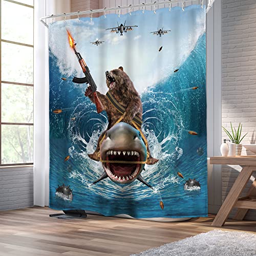 Image of Funny Cool Humor Shower Curtain Men Adults Ocean 60Wx72H Inch Decor