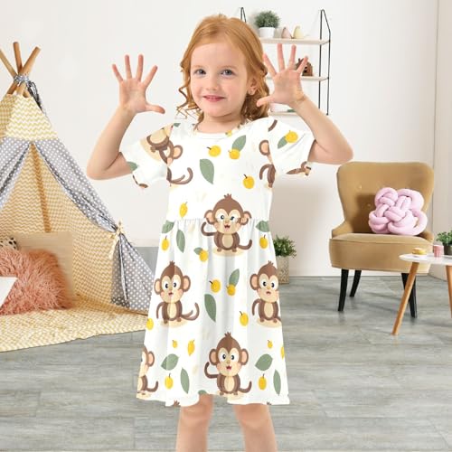 Cute Monkey Toddler Girls Dress Short Sleeve Casual Dresses 2T 202b30914