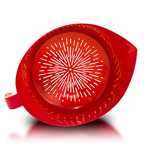 Easy Greasy Colander Grease Strainer With Handle And Container, Catch Bowl With Lid 3 Piece Strain Set | Strains Ground Beef, Bacon & Pasta | Safe Kitchen Gadget Bpa Free | Made In The Usa (Red) #TOP1