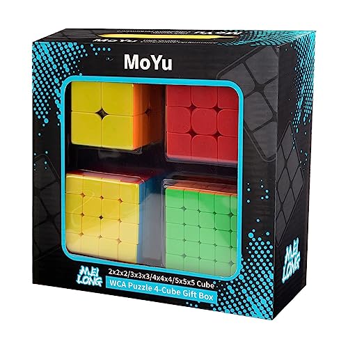 D-Fantix Speed Cube Set, Moyu Meilong Mf2S 2X2 Mf3S 3X3 Mf4S 4X4 Mf5S 5X5 Stickerless Speed Cubes Bundle With Gift Box #TOP3
