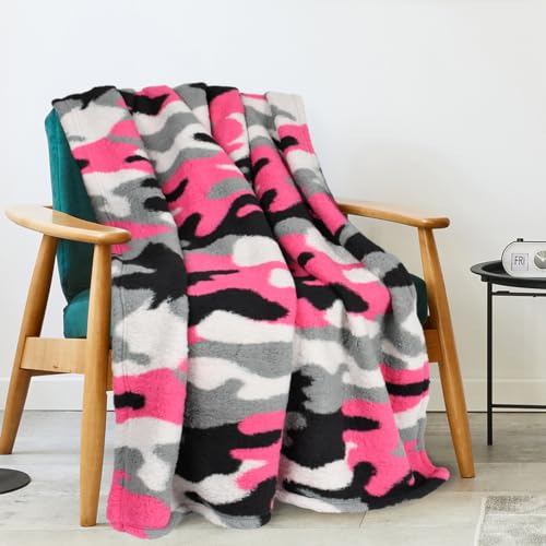 Catalonia Classy Fleece-Überwurfdecke für Sofa, leichtes Fleece, Bequeme Reisedecke, superweiche, Flauschige Couchdecke, gemütliche Sofadecke,Graue Camo/Einzelschicht 150 x 130 cm