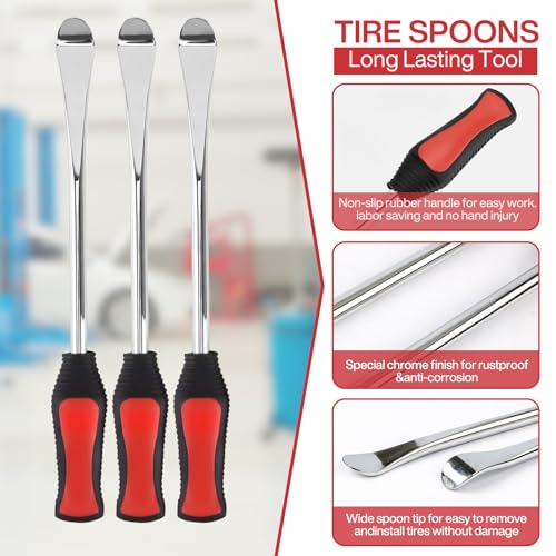 BBLTIFF 28pcs Reifenheber, Reifen Hebel Werkzeug Löffel, Werkzeuge zur Montage/Demontage von Reifen Mit 3 Rad Felge Protektoren Tool kit, Lever Iron Reifenwechselset für Motorrad Fahrrad Reifen