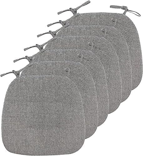 Cojines para silla de comedor, Cojines para silla de cocina con lazos, Cojines para silla antideslizantes en forma de U, Cojines para silla decorativos cómodos, Beige, Pa，Black and Grey-Pack of 6