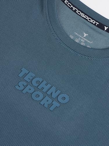 Image of TECHNOSPORT Men Printed Oversized Round Neck T-Shirt with COTFLEX, Dry Fit Sports Tee, Oversized Activewear T-Shirt for Gym, Running, Sports & Casual Wear