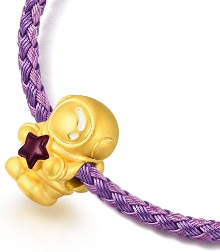 Miniatura 6 de CHOW SANG SANG 999 Pulsera de oro macizo de 24 quilates con dije de astronauta para mujeres y hombres 91588C, Metal, No es una piedra preciosa