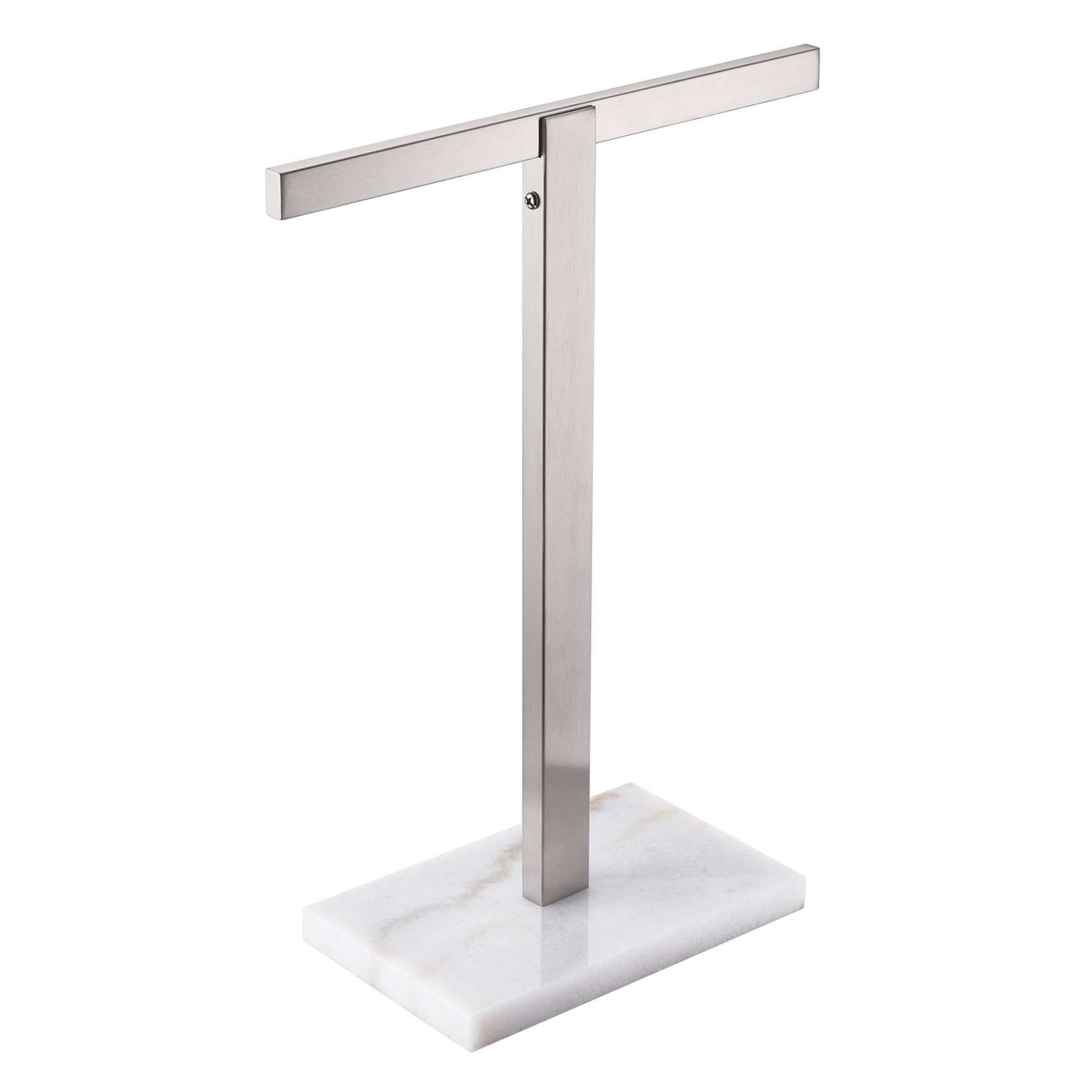 KOKOSIRI Hand Towel Bar Stand Towel Rack with Marble Base for Bathroom Kitchen Vanity Countertop, Brushed Stainless Steel 15.7'' Height THS0002-SM-BR