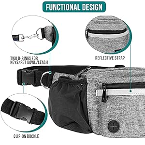   PetAmi-Dog-Fanny-Pack-Treat-Pouch-for-Dog-Walking-Training-Built-in-Poop-Bag-Dispenser-Water-Bottle-Holder-Collapsible-Bowl-Pet-Treat-Waist-Belt-for-Hiking-Running-Kibbles-Grey