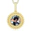 2685 Gold big sun pendant with tennis chain