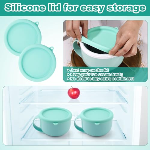 2pcs Silicone Lid for Dash My Mug Ice Cream Maker, 5.9in BPA-Free Replacement Lids Leakproof Storage Covers Dishwasher Safe for Yogurt Food Ice Cream Maker Accessories (Light Green)