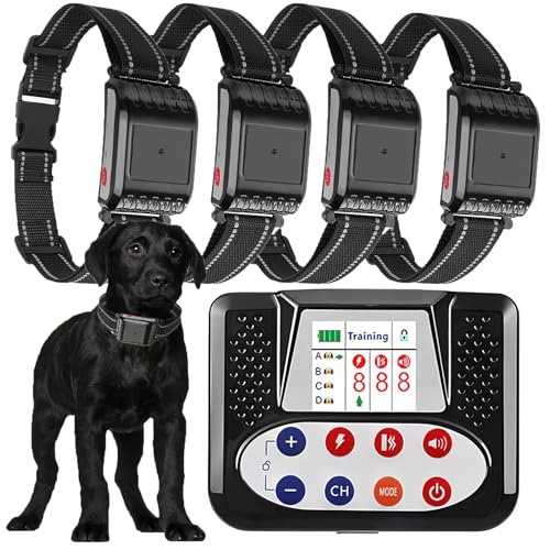 Wireless Dog Fence, 2024 Pet Boundary Containment System, Electric Dog Fence & Remote Training Collar 2in1, Adjustable Vibration & Shock, IP65 Waterproof Collar for Large and Medium Dogs ,for4dogs