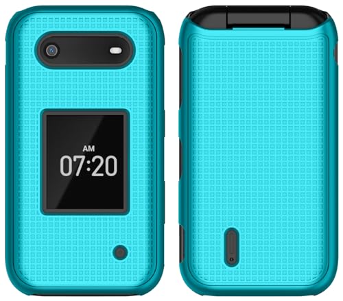 Image of Nakedcellphone Plastic Case for Nokia 2760 2780 Flip Phone, Slim Hard Shell Protector Cover with Grid Texture for Tracfone N139DL, TA-1398, TA-1451, TA-1420 - Teal Aqua Mint | Protective Hard Shell Cover, Satisfying Texture, Matte, For N139DL, TA-1398, TA-1451, TA-1420