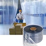 Plastic Vinyl Strip Door Curtain – 148 Feet Clear Ribbed PVC Curtain Bulk Roll, Commercial Industrial for Doorways of Pet Home, Warehouse (148 Ft * 7 in * 0.06 in Ribbed)