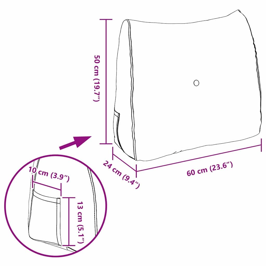 Cuscino per la schiena, 60 x 24 x 50 cm, in tessuto, cuscino lombare ergonomico con rivestimento sfoderabile, supporto ortopedico per divano, ufficio, auto, traspirante e antiscivolo