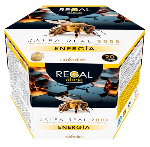 NOVADIET - REGAL ABEJA ENERGIA Viales con Jalea real, Taurina, Nuez de cola, Maca y Vitaminas C, B1, B2, B5, B6 y B12 - Para Aumenta la Energía y Disminución del Cansancio - 20 Viales de 10 ml