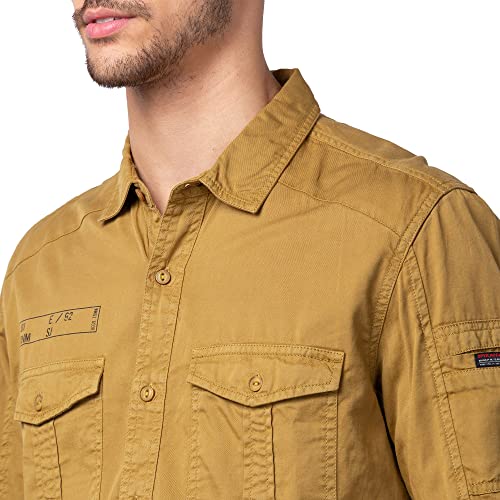 Image of Spykar Men's Slim Fit N /A Full Sleeve Solid Casual Shirts