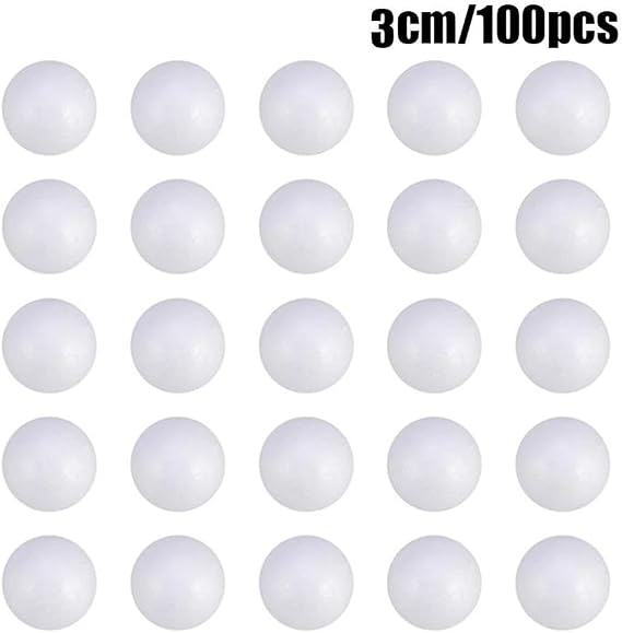 YJDOORPLAY 100 Pcs Solid Polystyrene Foam Balls 20mm 25mm 30mm White Craft Supplies for DIY Handmade Projects Floral Arrangements Cake Decorations Sweet Trees School Art Model Making Ornaments(3cm)