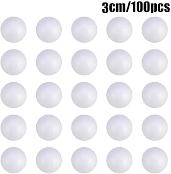 YJDOORPLAY 100 Pcs Solid Polystyrene Foam Balls 20mm 25mm 30mm White Craft Supplies for DIY Handmade Projects Floral Arrangements Cake Decorations Sweet Trees School Art Model Making Ornaments(3cm)