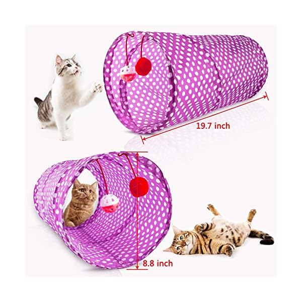 Mibote 28pcs kitten toys assorted, cat tunnel catnip fish feather teaser wand fluffy mouse mice balls and bells toys for cat puppy kitty - image 4