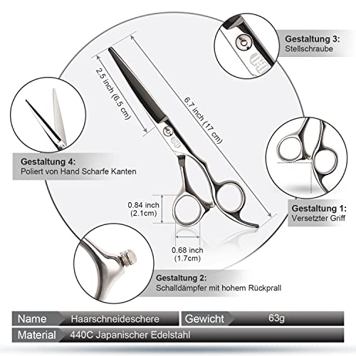 Foto von CIICII Haarschneideschere, Professionelle Friseurschere Set (Haarschere & Effilierschere) Haarscheren Set für Männer Frauen Haustiere Familie Friseur Salon