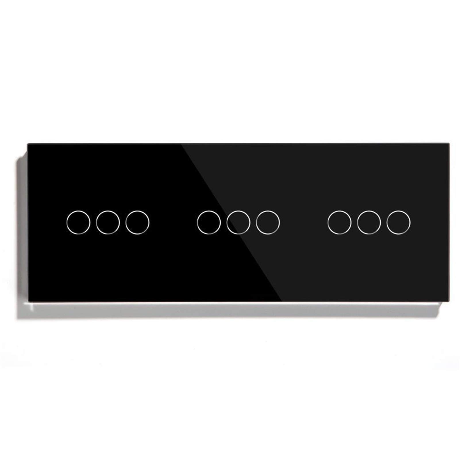 Touch Lichtschalter, Lichtschalter Touch Berühren Sie Lichtschalter Glasplatte Berührungssensor Wandschalter 9Gang 1way Schalter Dark Blacklight Weiß Schwarz Goldene 300W(Black 9Gang)