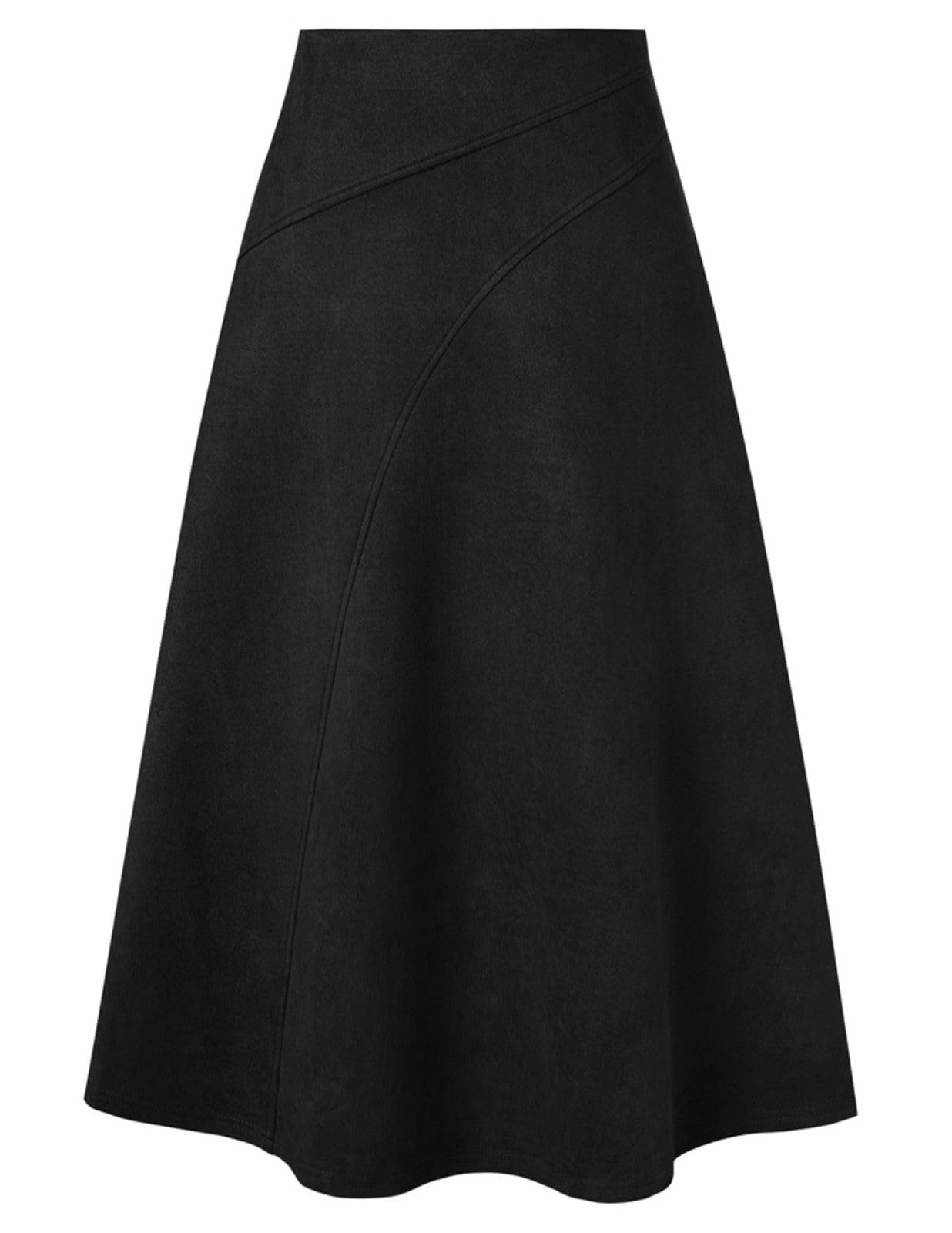 Kate Kasin 2025 Gonne in pelle scamosciata da donna, gonna a trapezio a vita alta, gonna midi autunno inverno | Elastico in vita, cerniera nascosta sul retro, comodo abbigliamento in finta pelle scamosciata
