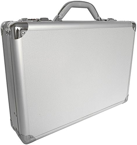 Pro Aluminium Large Deep Executive Laptop Padded Briefcase Attache Case Silver