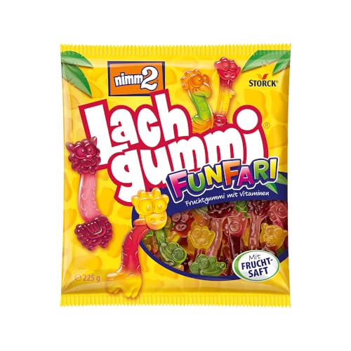 nimm2 Lachgummi FunFari – 1 x 225g – Fruchtgummi mit Fruchtsaft und Vitaminen