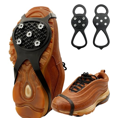 2 Piezas Crampones de Tracción, Pinchos Antideslizantes para Zapatos, Crampones Nieve Hielo, Crampones para Senderismo, para Caminar, Escalada y Caminata sobre Nieve y Hielo, 36-45, Negro