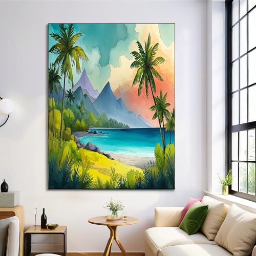 Palmiers montagnes affiches murale pour habiller un mur vide