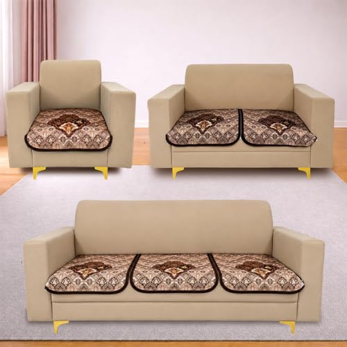 Image of Homerz Premium 'Maharaja Paradise Series' Sofa Cover | Net Fabric Sofa Cover | Washable, Anti-Dust Backed & Wrinkle Resistant Cover (Noor Mahal, 6 (3+2+1) Seater, Only Seat Cover)