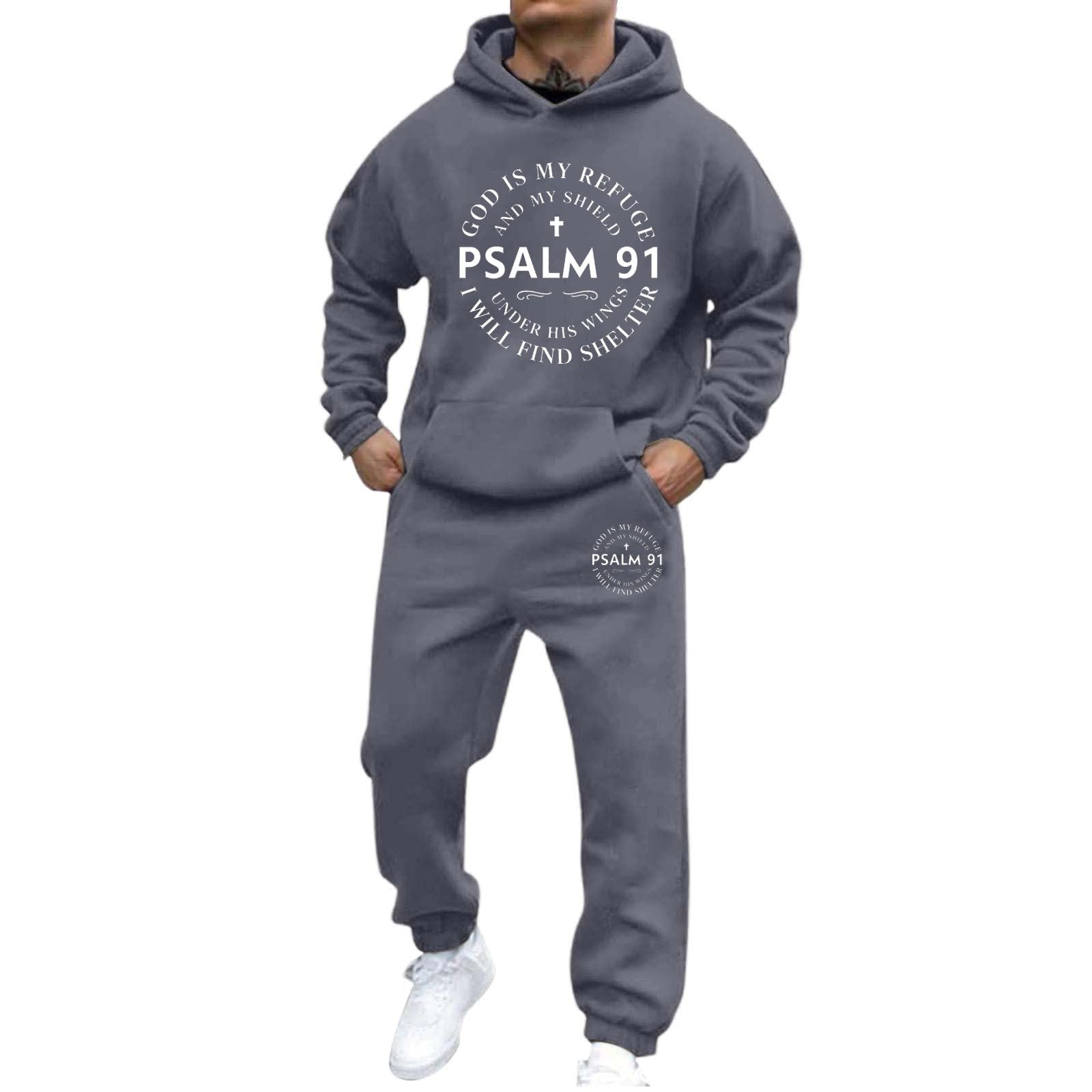 Generisch Chándal para hombre, juego de 2 piezas, chándal de manga larga con bolsillos, traje de casa holgado, ropa deportiva con capucha y pantalones de jogging, informal, cómodo y casual