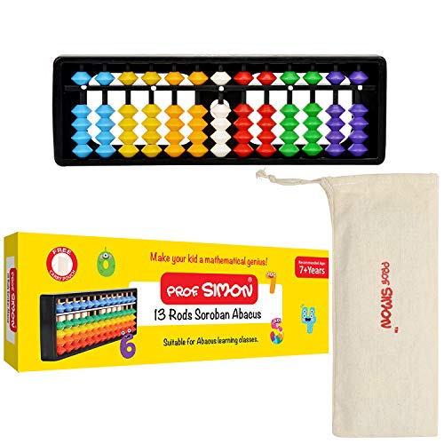 Image of 13 Rods /Digits Soroban Plastic Abacus With Multi-Colored Beads, Kids