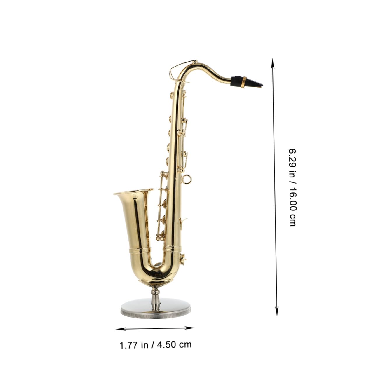 BESPORTBLE Adorno Mini Saxofón Tenor Dorado con Soporte y Estuche, 1 Juego