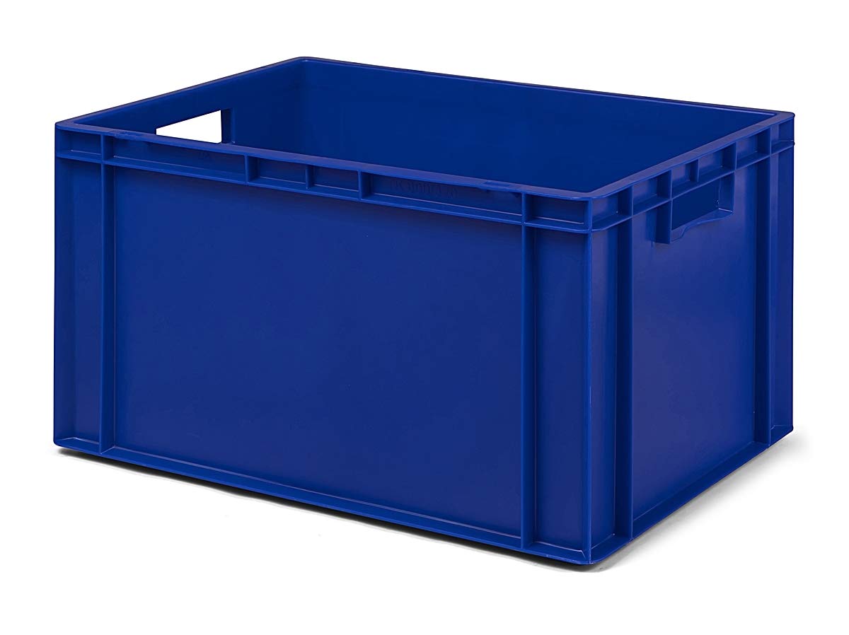 1a-TopStore 3 Stk. Transport-Stapelkasten TK632-0, blau, 600x400x320 mm (LxBxH), aus PP, Volumen: 61 Liter, Traglast: 60 kg, lebensmittelecht, made in Germany, Industriequalität