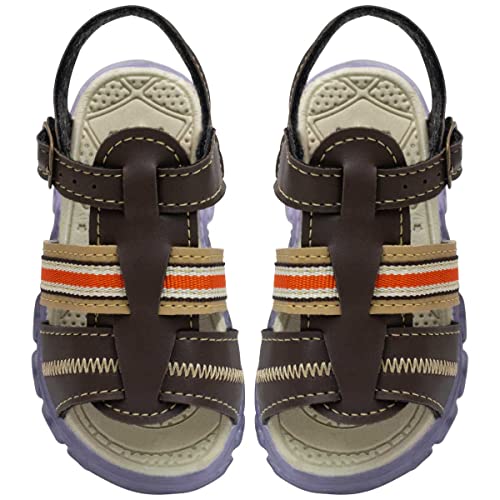 Sandalia Papete Masculina Infantil Menino Nº 20 Ao 26 Moda Led 15.06i (Café, br_footwear_size_system